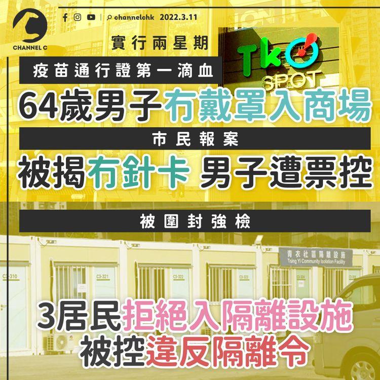 疫苗通行證第一滴血 無罩男入商場 被揭冇針卡遭票控 3人拒入隔離營被控