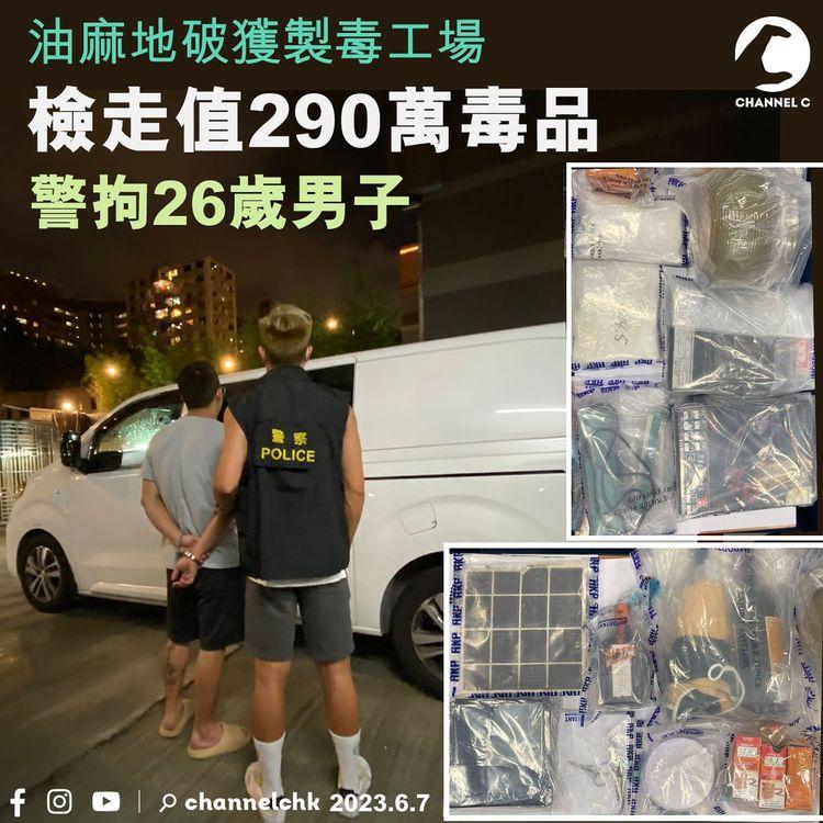 油麻地破獲製毒工場 檢獲值290萬毒品 警拘26歲男子