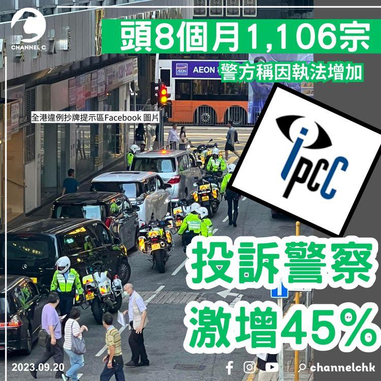 投訴警察課8個月接1,106宗投訴　按年升45%