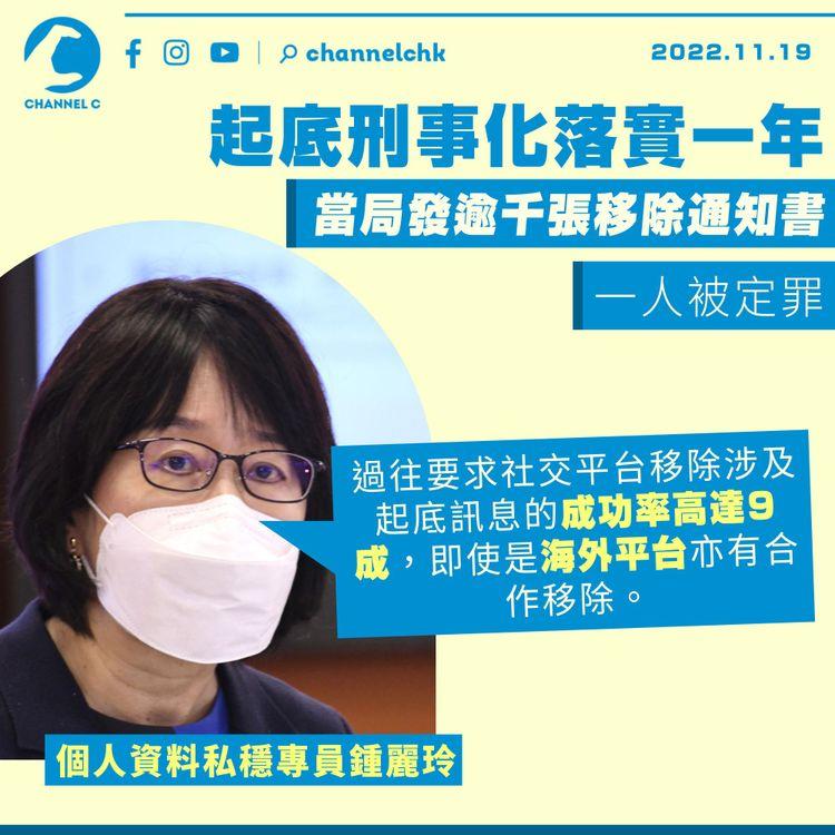 起底刑事化落實一年 當局發逾千張移除通知書 一人被定罪