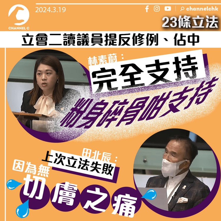 23條立法｜立會二讀議員提反修例、佔中　林素蔚：粉身碎骨支持條例草案　田北辰：上次立法失敗因無切膚之痛