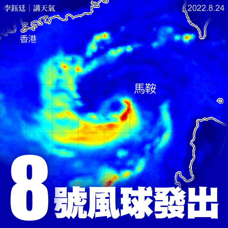 馬鞍風球｜8號波9am前維持 風暴8.25清晨僅掠港190km｜天氣師李鈺廷