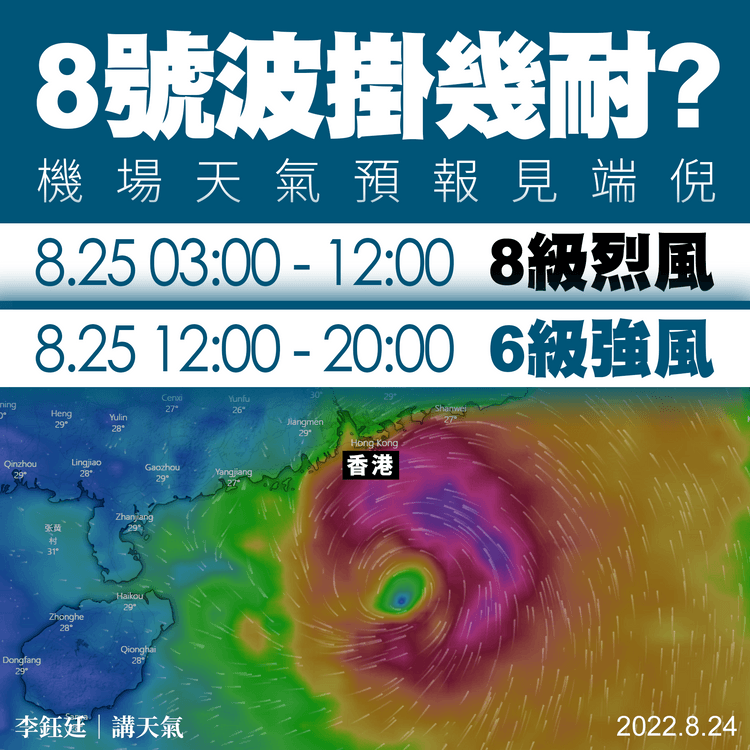 馬鞍風球｜8號波掛幾耐？機場預報見端倪 跑道側風大或礙飛機升降｜天氣師李鈺廷