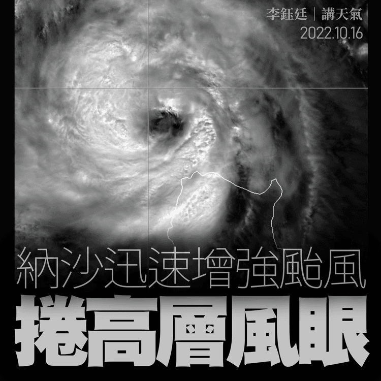 納沙風球｜逼港前爆發增強颱風 衞星直擊速捲高層風眼｜天氣師李鈺廷