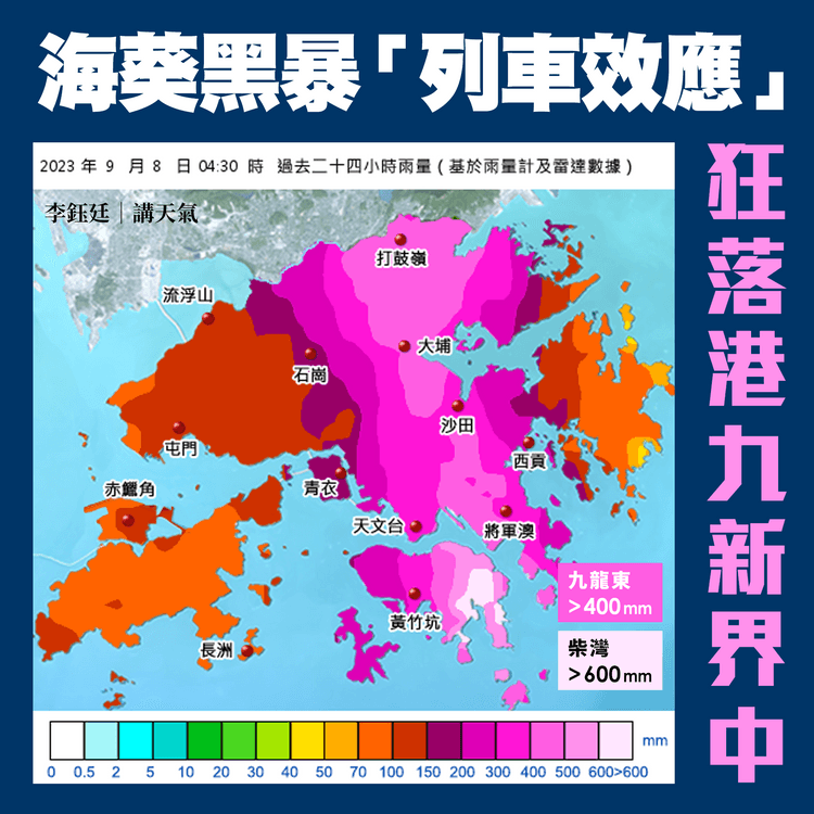 解構破百年紀錄黑暴！雨帶列車效應狂插港 柴灣單日逾600mm稱冠 九東逾400mm｜天氣師李鈺廷