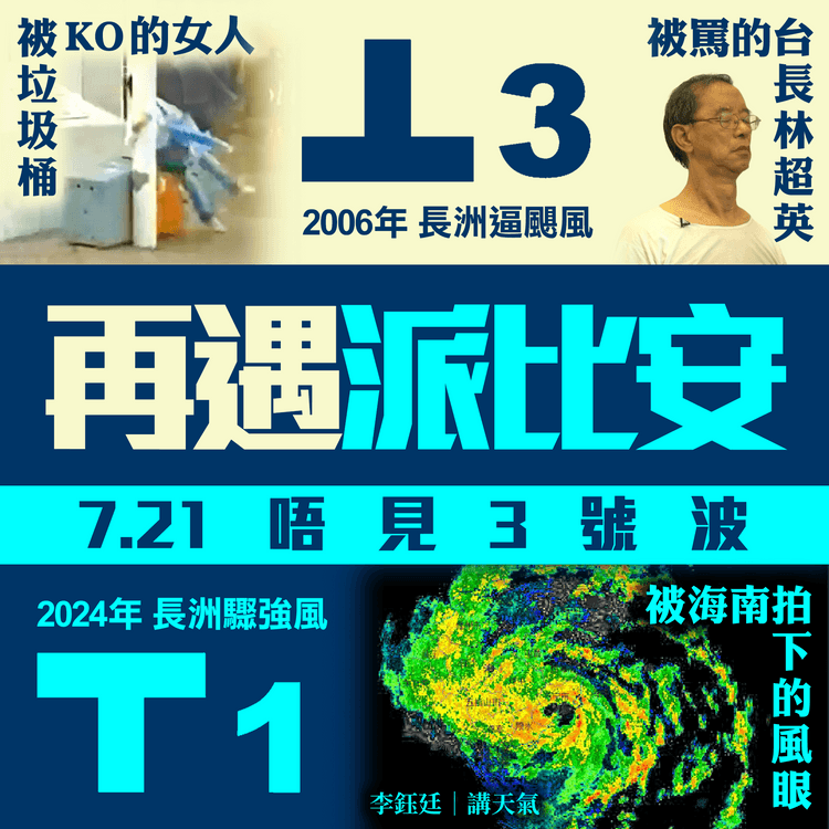 派比安7.21唔見3號波 僅離岸間中強風 18年前同名颱風掠港 垃圾桶KO女人成經典 時任天文台長林超英捱轟｜天氣師李鈺廷