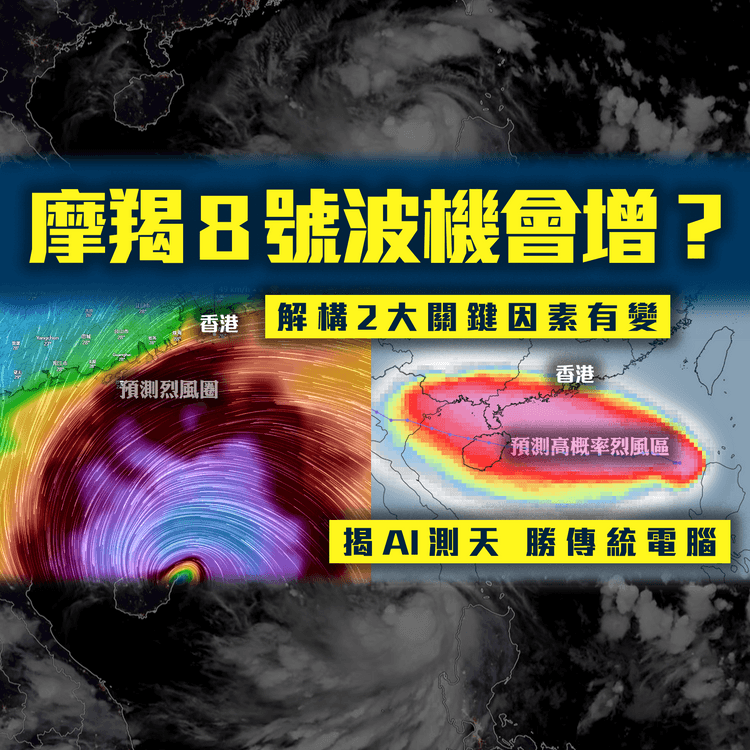 摩羯8號波機會增？解構2大關鍵因素有變！天文台加碼料離岸烈風｜揭AI測天勝傳統電腦 早知掟彎入南海！堅撐靠北逼港有理？一片睇清打風形勢｜天氣師李鈺廷