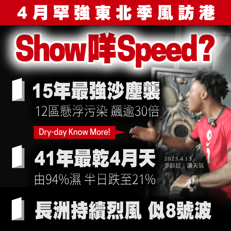 4月罕強東北季風 挾15年最強沙塵襲港！創41年最乾4月天 半日驅霧｜天氣師李鈺廷