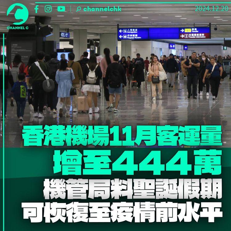 機場11月客運量444萬按年增長18%　機管局料聖誕假期恢復至疫情前水平