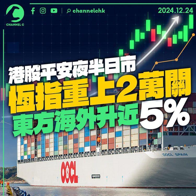 港股平安夜半日市 恆指重上2萬關　東方海外升近5%