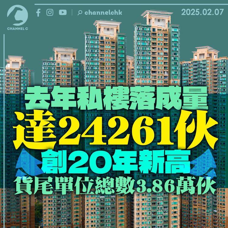 去年私樓落成量達24261伙創20年新高 貨尾單位總數3.86萬伙