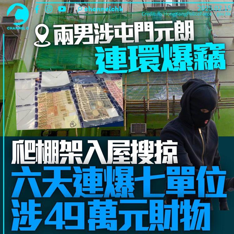 兩男涉屯門元朗連環爆竊　爬棚架入屋搜掠6天7單位中招　盜49萬元財物
