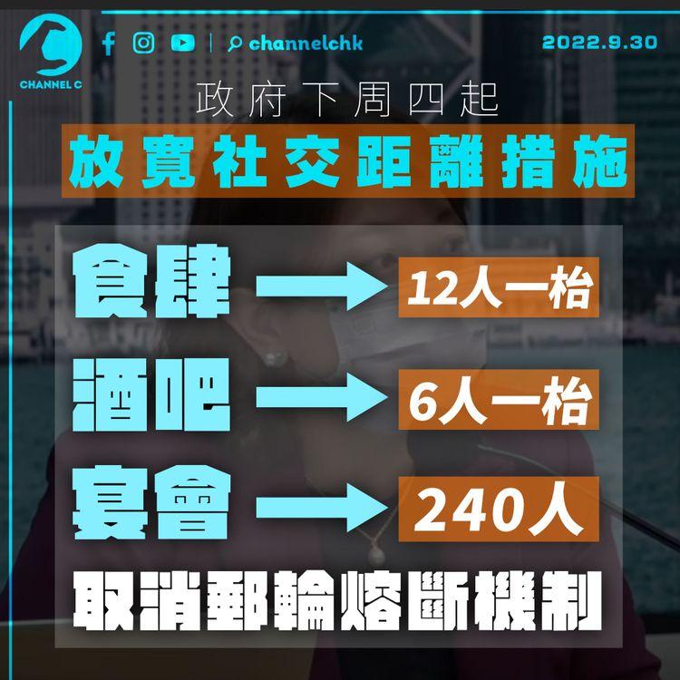 政府下周四起准食肆增至12人一枱、酒吧6人一枱