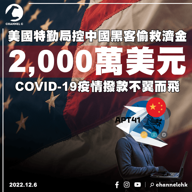 美國特勤局控中國黑客偷救濟金 2,000萬美元COVID撥款不翼而飛