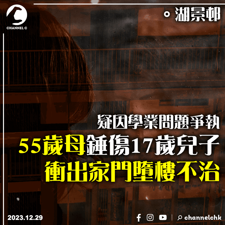 湖景邨母子疑因學業問題爭執　55歲母錘傷17歲兒子　衝出家門墮樓不治