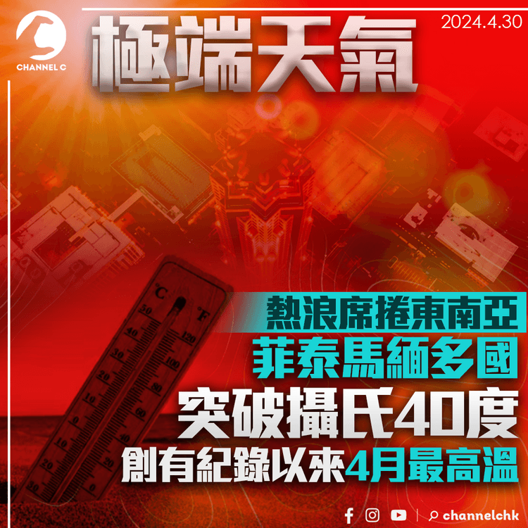 極端天氣 熱浪席捲東南亞 菲泰緬馬多國突破攝氏40度 創有紀錄以來4月最高溫