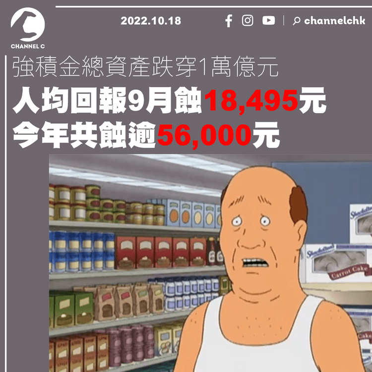 強積金總資產跌穿1萬億元 人均回報9月蝕18,495元今年共蝕逾56,000元