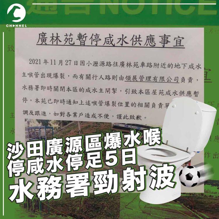 沙田廣源區爆水喉停咸水停足5日 水務署勁射波