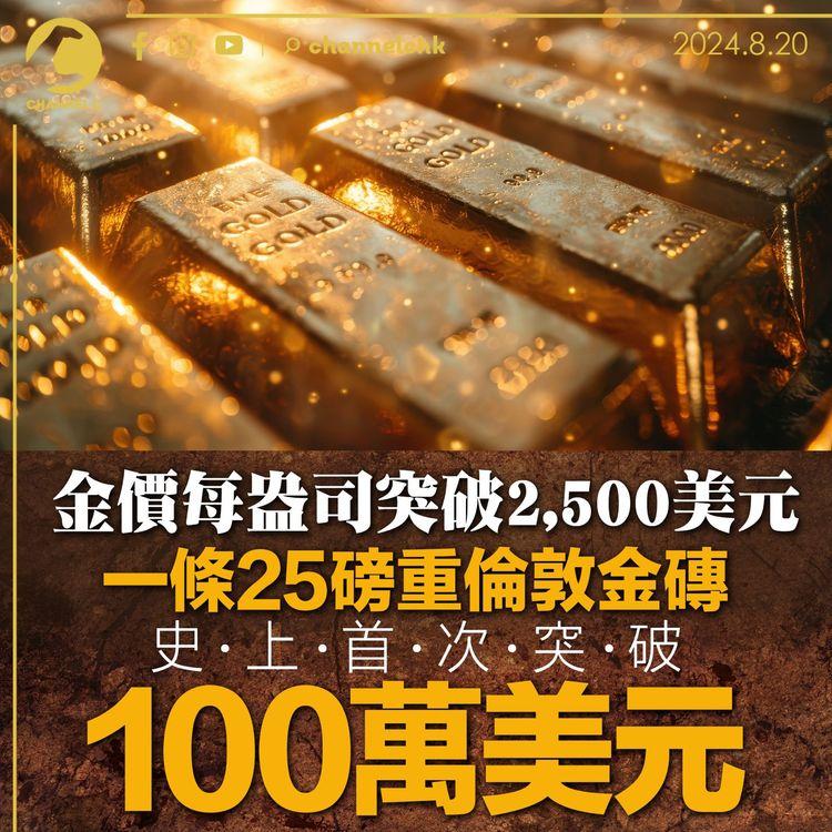 金價每盎司突破2500美元　一條25磅重倫敦金磚　史上首次突破100萬美元