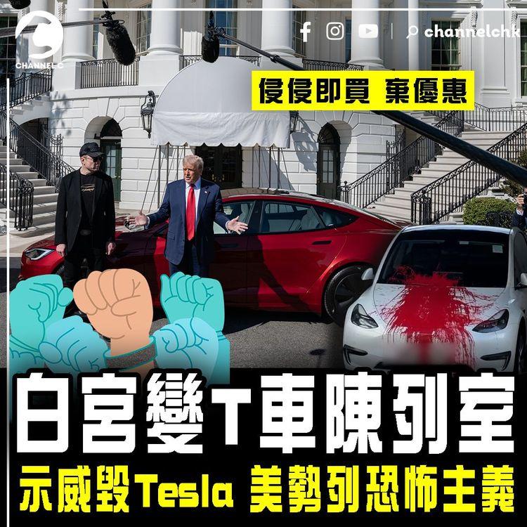 白宮變Tesla陳列室 史無前例！特朗普力撐 即買棄優惠｜示威毀馬斯克產品 美勢列恐怖主義 以後見Tesla醒定啲