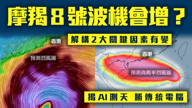 摩羯8號波機會增？解構2大關鍵因素有變！天文台加碼料離岸烈風｜揭AI測天勝傳統電腦 早知掟彎入南海！堅撐靠北逼港有理？一片睇清打風形勢｜天氣師李鈺廷