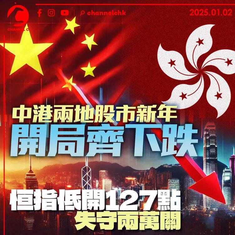 中港兩地股市新年開局齊下跌　恒指低開127點失守兩萬關