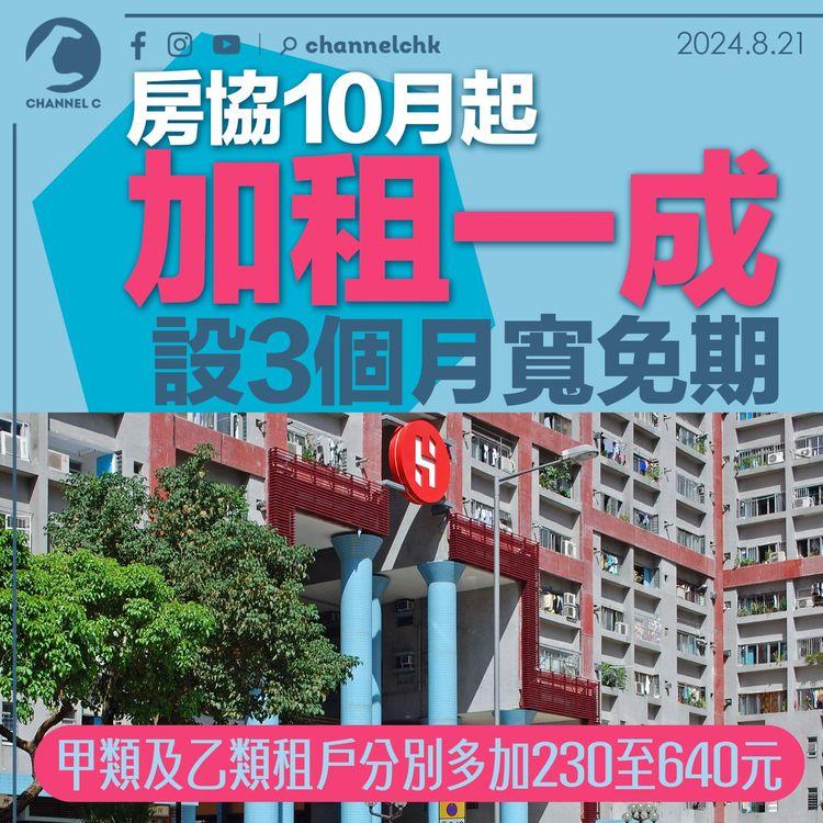 房協10月起加租一成　設3個月寬免期　甲類及乙類租戶分別多加230至640元