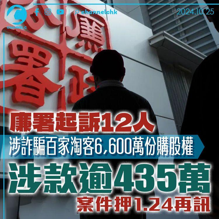 廉署起訴12人　涉詐騙百家淘客6,600萬份購股權 涉款逾435萬　案件押1.24再訊