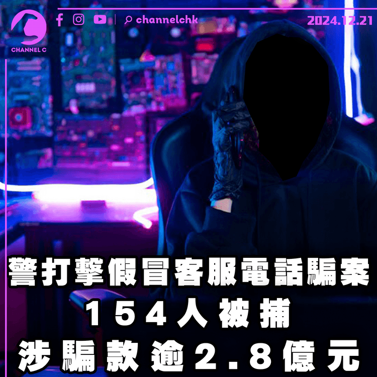 警打擊假冒客服電話騙案　154人被捕涉騙款逾2.8億元