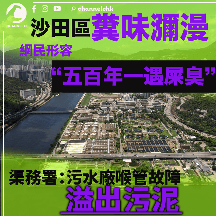 沙田區糞味瀰漫惡臭沖天 網民形容五百年一遇屎臭 渠務署：污水廠喉管故障溢出污泥