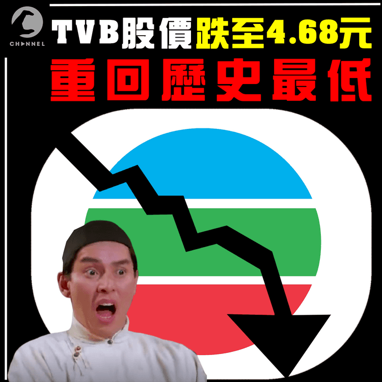 TVB股價跌至4.68元 重回歷史新低！