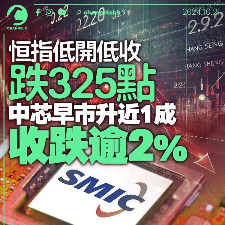 恒指低開低收跌325點　中芯早市升近1成收跌逾2%