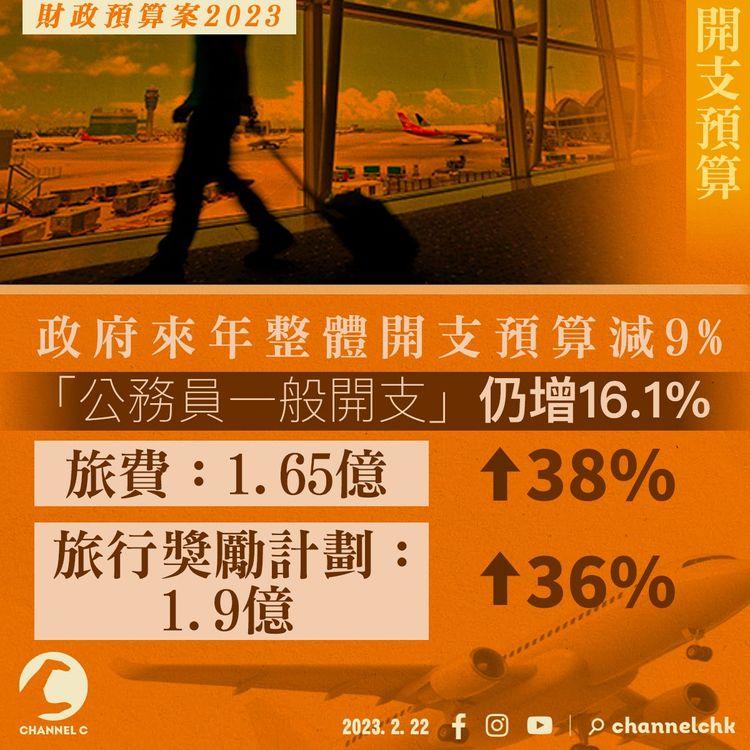 財政預算案｜政府來年開支預算減9% 公務員旅費及旅行獎勵計劃料洗3.5億 增幅逾三成