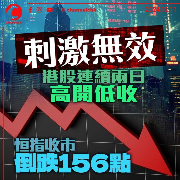 刺激無效｜港股連續兩日高開低收　恒指收市倒跌156點