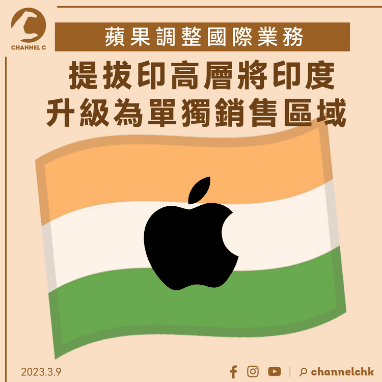 蘋果調整國際業務 提拔印高層將印度升級為單獨銷售區域