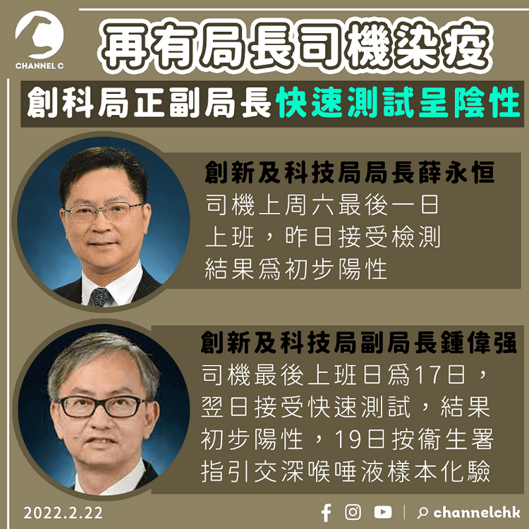 創科局正副局長司機染疫  薛永恒、鍾偉强快速測試結果呈陰性