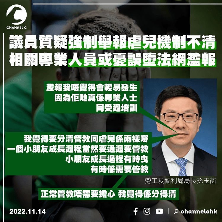 議員質疑舉報虐兒機制不清致濫報 孫玉菡：相信專業人士「真係專業人士」