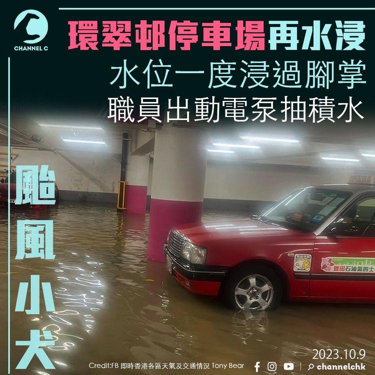 颱風小犬｜環翠邨停車場再水浸　職員出動電泵抽積水