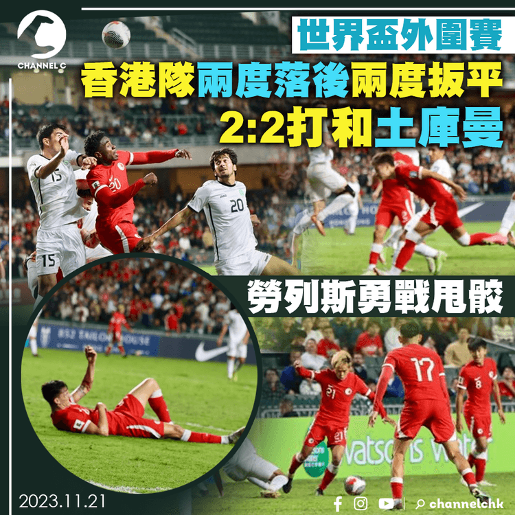 世界盃外圍賽｜香港隊兩度落後兩度扳平　2:2打和土庫曼　勞列斯勇戰甩骹