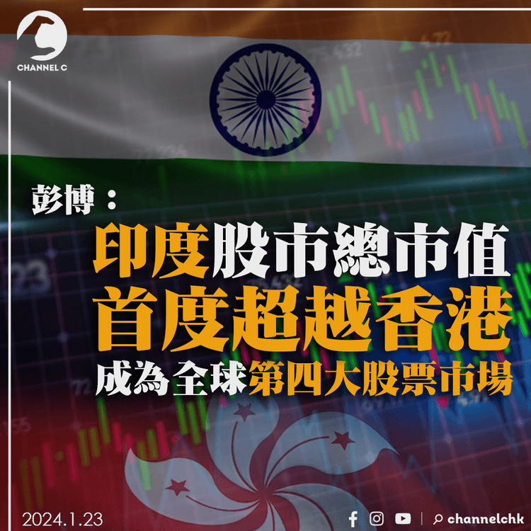 彭博：印度股市總市值首度超越香港 成為全球第四大股票市場
