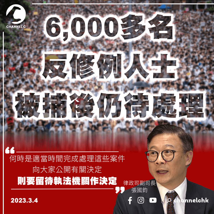 逾6,000反修例被捕人士未被起訴 張國鈞︰留待執法部門決定