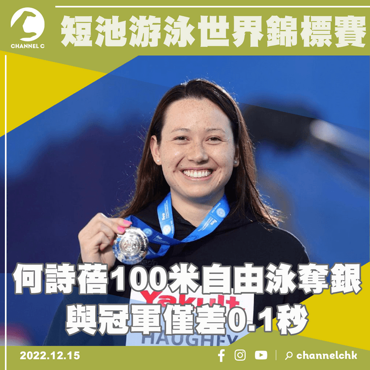 何詩蓓短池游泳世界錦標賽100米自奪銀 與冠軍僅差0.1秒