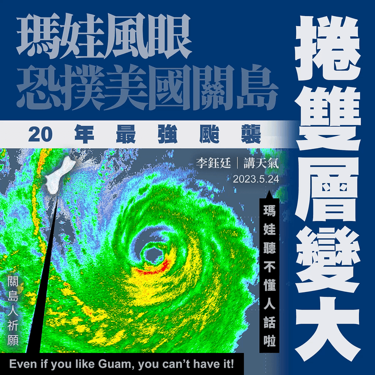 瑪娃超颱風眼 捲雙層變大 恐直襲美國關島 20年來最強｜天氣師李鈺廷
